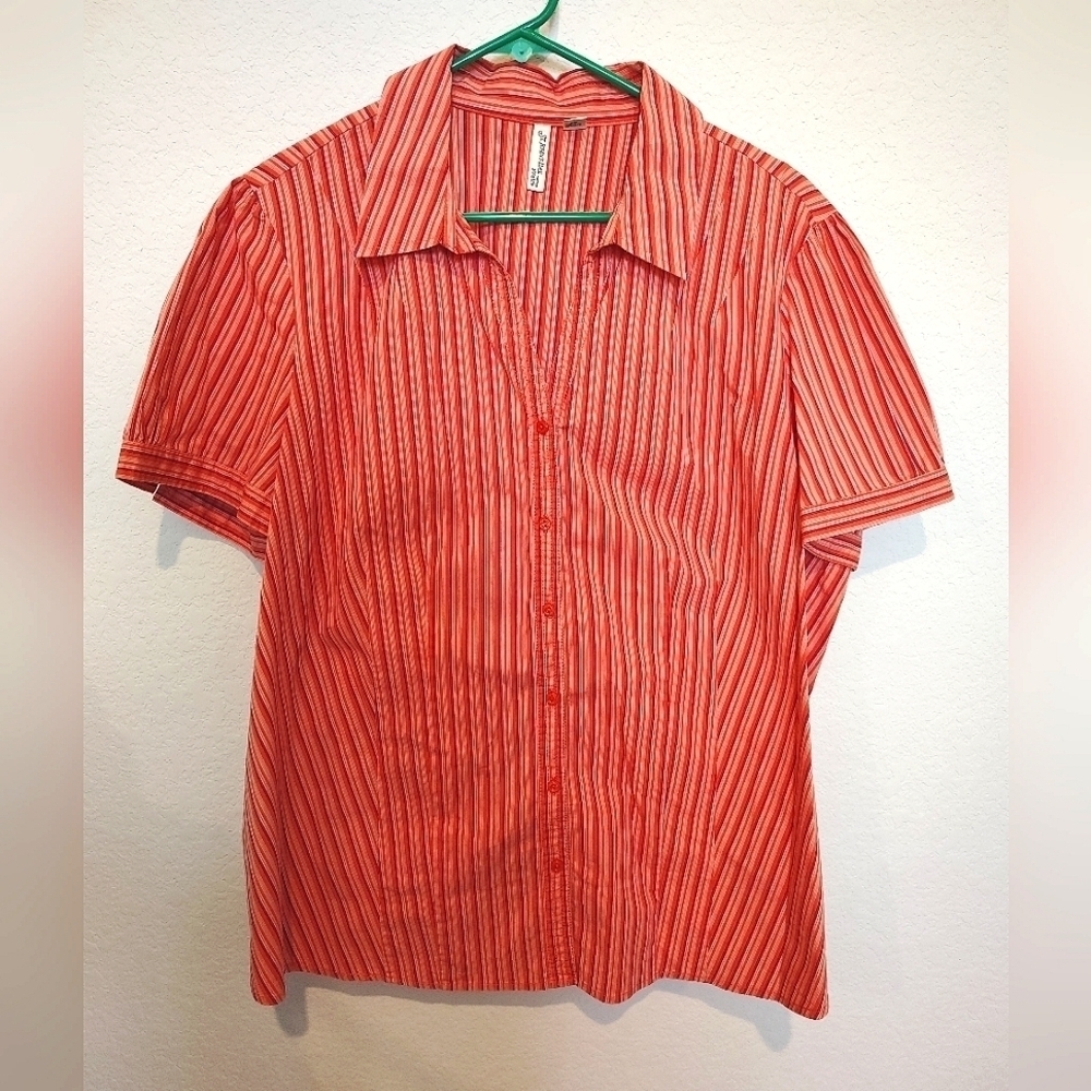 St. John's Bay Red Casual Button Down Shirt 97% Cotton